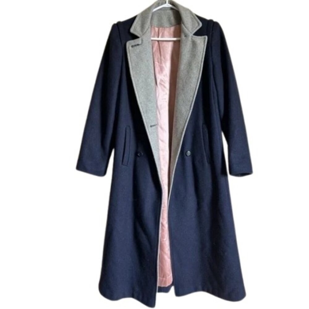 Balimel Montreal vintage navy blue long wool coat size 5/6